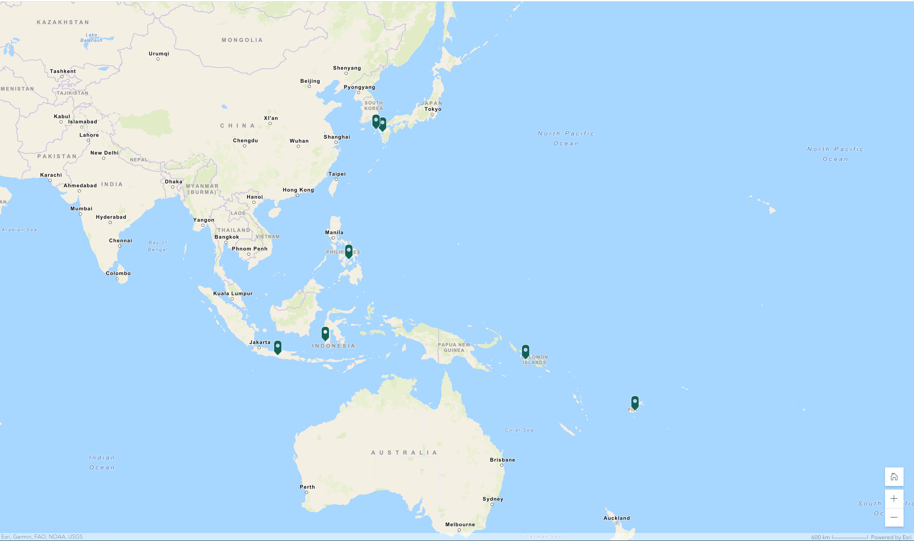 2022年の主な活動MAP ArcGIS Onlineでの公開│ 海域アジア・オセアニア